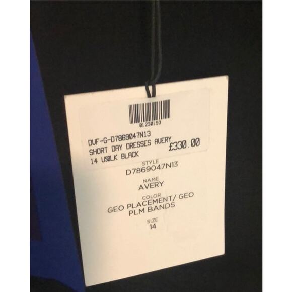 Diane Von Furstenberg DVF Silk Avery Colorblock Shift Dress Black 14 NWT - Picture 4 of 12